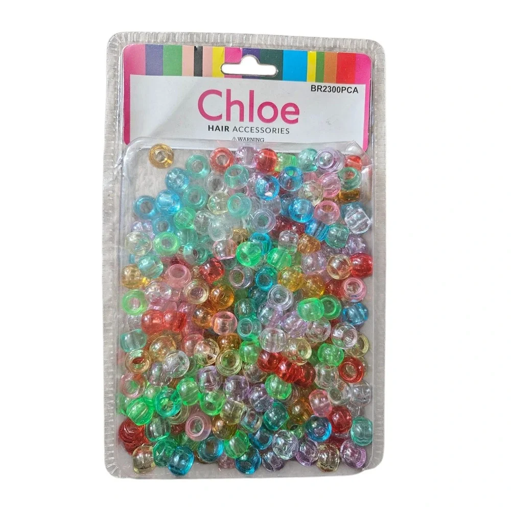 Pink, White, Multicolor Round Kids Hair Beads Lot for Braids - 5‎ Packs